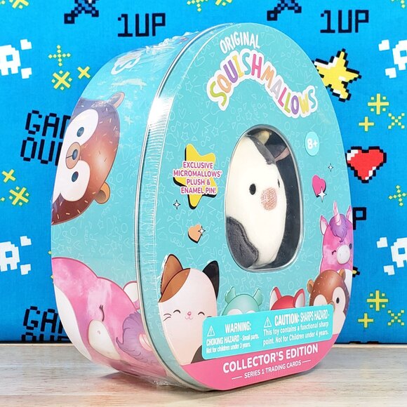 Squishmallow Collectors Tin Connor Micromallow + Enamel Pin + 24 Trading Cards - Picture 2 of 9